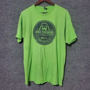 Upper Playground Shirt Mens Large Green Seal Logo Graphic Tee Y2K Skater Surf